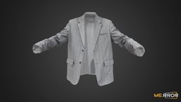 [Game-Ready] Checkered Jacket textile, fashion, jacket, ar, 3dscanning, formal, checkered, photogrammetry, 3dscan, noai, fashionscan, checkered-jacket