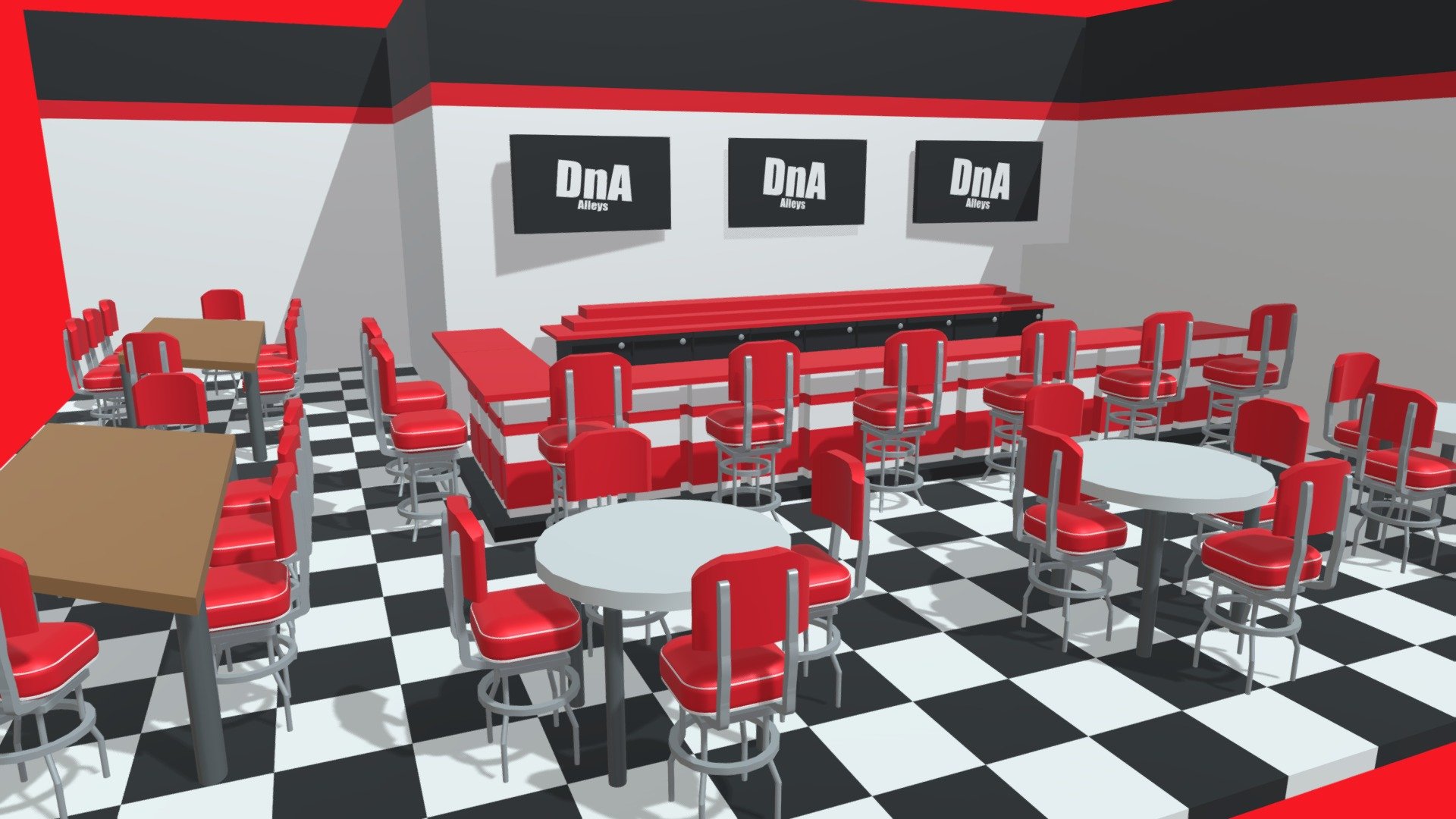 This is a restaurant 3d model