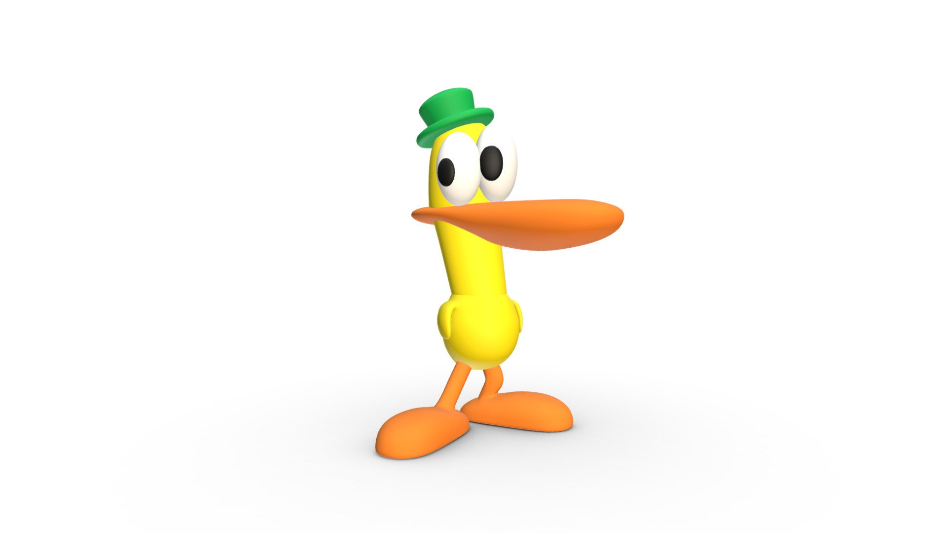 Pato, a friend of Pocoyo, from the Pocoyo cartoon series created in 2005 and originally modeled in Softimage. This is my personal version made in Blender 2.79 3d model