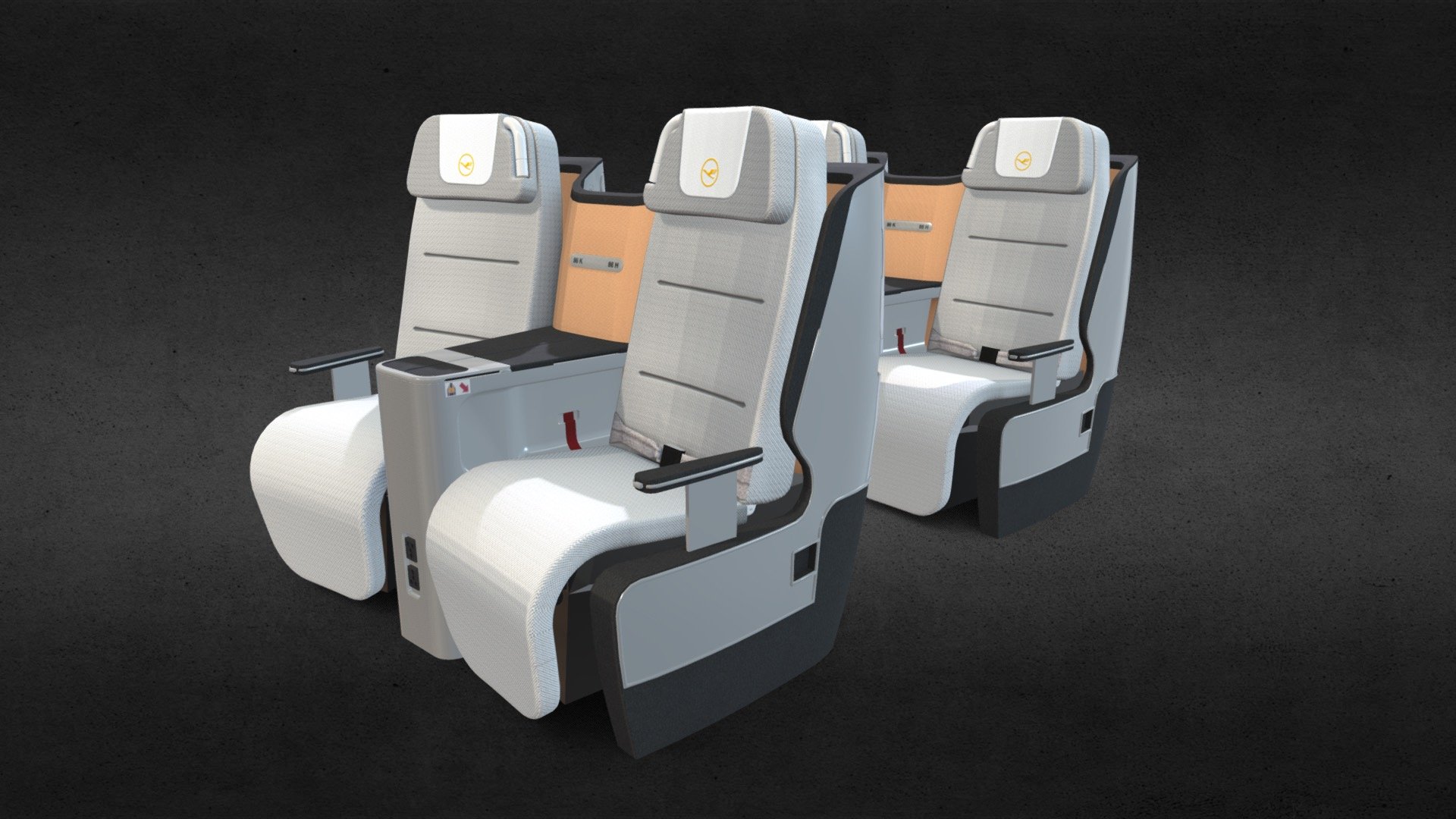 Lufthansa New Business Class Seats - Boeing 747 - Buy Royalty Free 3D model by Ondřej Vališ (@throy) 3d model