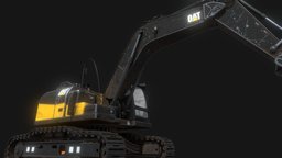 PBR Excavator (Animated) modern, gasoline, heavy, electronic, industry, equipment, destruction, machine, contraption, vehicle, pbr, construction, industrial