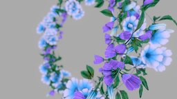 Spring Flowers 2 plant, flower, painted, wreath, handpaintedtexture, low-poly, stylized, decoration
