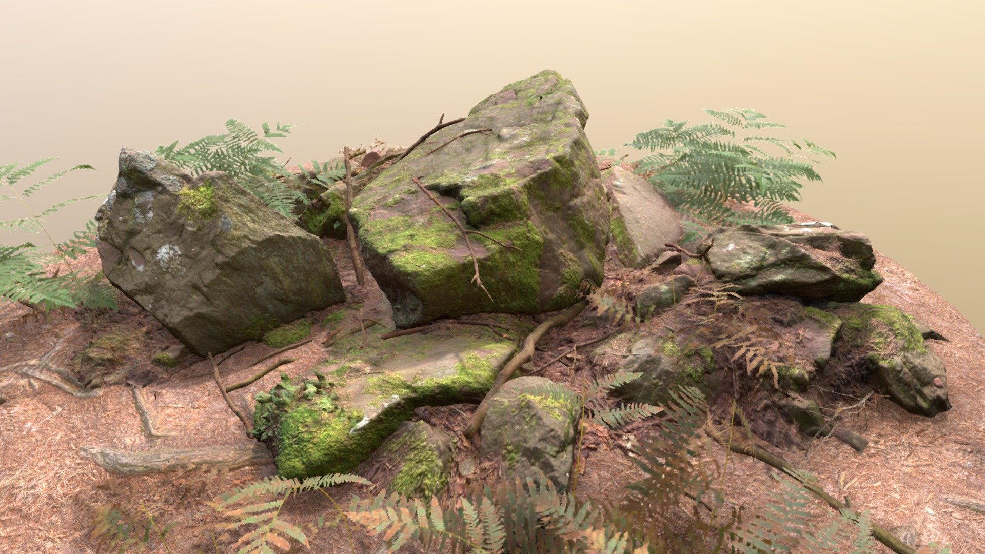A little scene with a few of my assets.

Realistic Forest Rock Stone Ground Floor - Assembly Forest Scenery Pine Sandstone Scan - 3D model by Per's Scan Collection (@perz_scans) 3d model