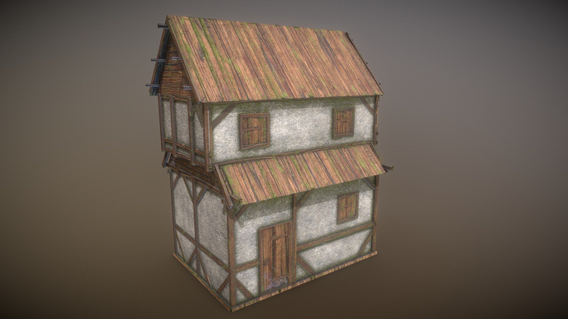 Medieval Wood House PBR textures: Modeled in Blender, and textured in Substance Painter 3d model