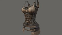 Female Roman Corset Armour Dress armour, warrior, fashion, girls, clothes, spartan, dress, roman, costume, womens, wear, corset, pbr, low, poly, female, fantasy