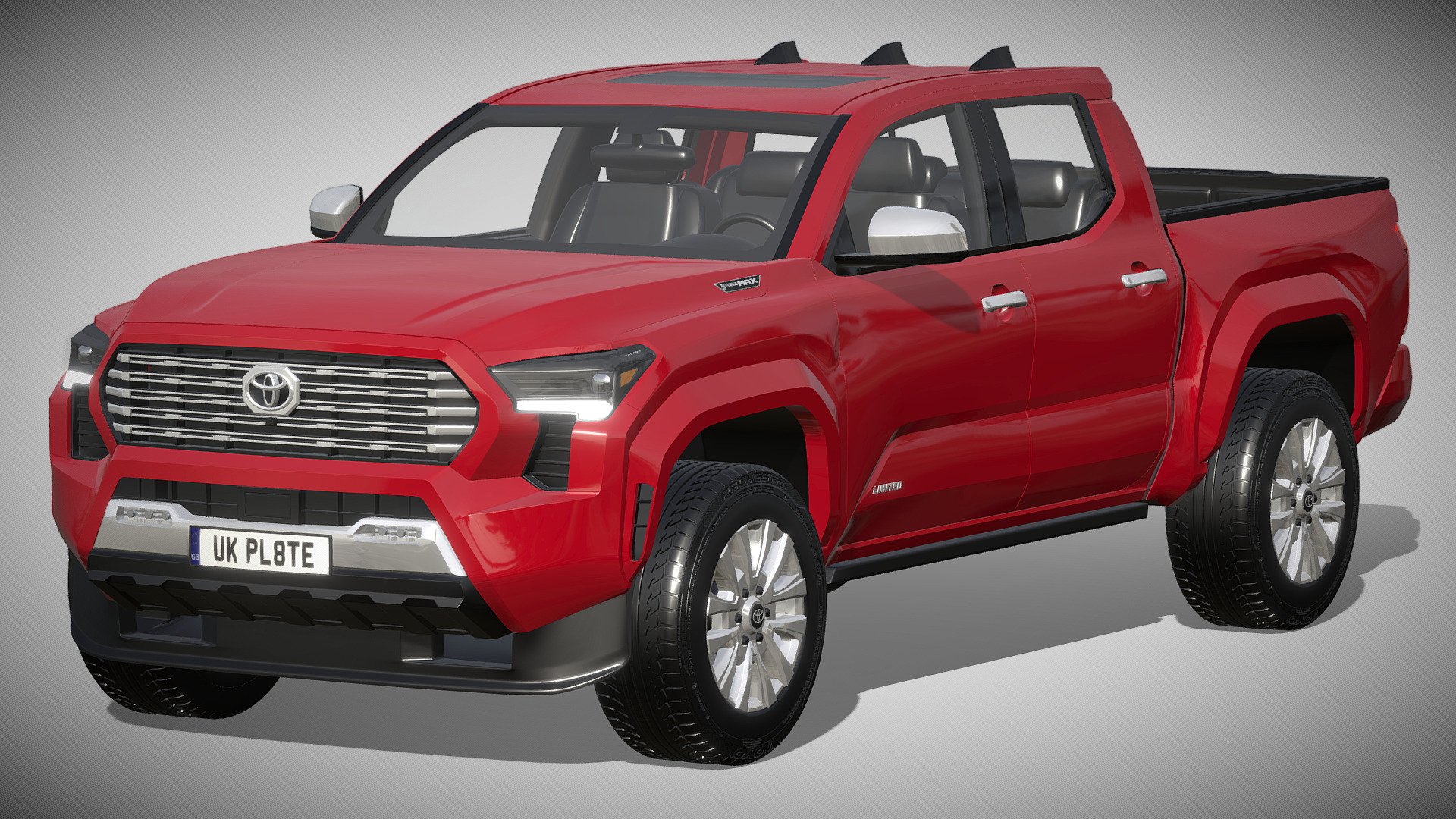 Toyota Tacoma 2024

https://www.toyota.com/upcoming-vehicles/tacoma/

Clean geometry Light weight model, yet completely detailed for HI-Res renders. Use for movies, Advertisements or games

Corona render and materials

All textures include in *.rar files

Lighting setup is not included in the file! - Toyota Tacoma 2024 - Buy Royalty Free 3D model by zifir3d 3d model
