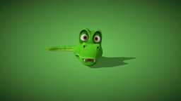cartoon snake green, toon, lizard, snake, young, aniamted, character, cartoon, dragon, rigged, dinosaur
