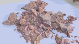 Rock Pile PBR Scan Dry 1 landscape, field, red, forest, small, desert, sharp, pile, boulder, realistic, nature, path, dry, roots, realisim, photoscan, photogrammetry, 3d, blender, pbr, model, scan, stone, rock, modular