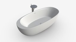 Laufen Ilbagnoalessi Freestanding Bathtub 02 bathroom, down, bowl, seat, oval, sink, ceramic, wc, bathtub, water, freestanding, restroom, hygiene, faucet, flush, laufen, 3d, pbr, ilbagnoalessi
