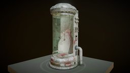 Sci-fi Old Laboratory Capsule blood, abandoned, fiction, biology, future, lab, bloody, broken, cyber, tech, tube, cyberpunk, clone, alien, cape, character, glass, game, futuristic, creature, medical, monster, factory, space, horror, zombie, hybernating, hybernation