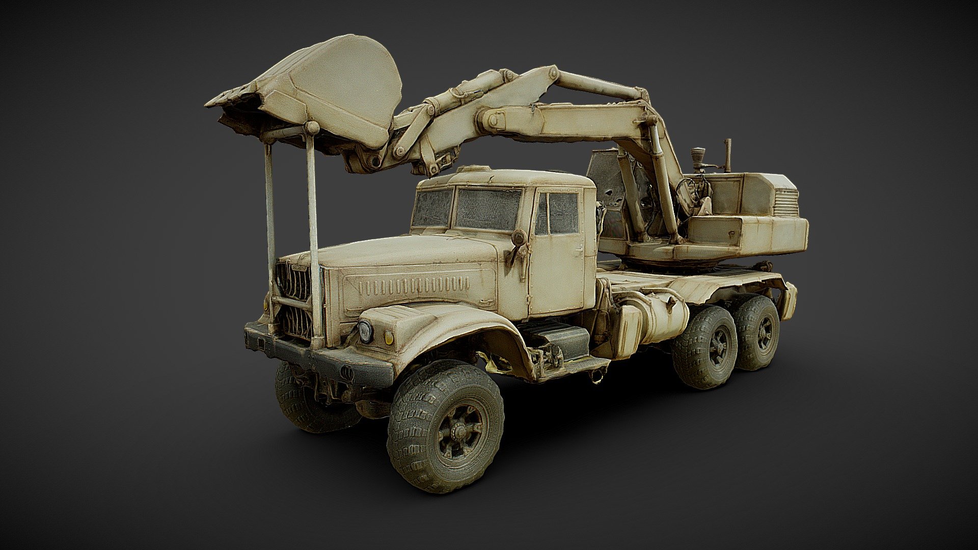 Retop scan from 3D model of AMAC35 (https://sketchfab.com/amac35)
Soviet military truck-excavator ,,KRAZ,, 3d model