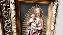 Virgin Mary and child wall art vintage, woodcraft, relic, holy, woodwork, wallart, virginmary, art, polycam, holyrelic