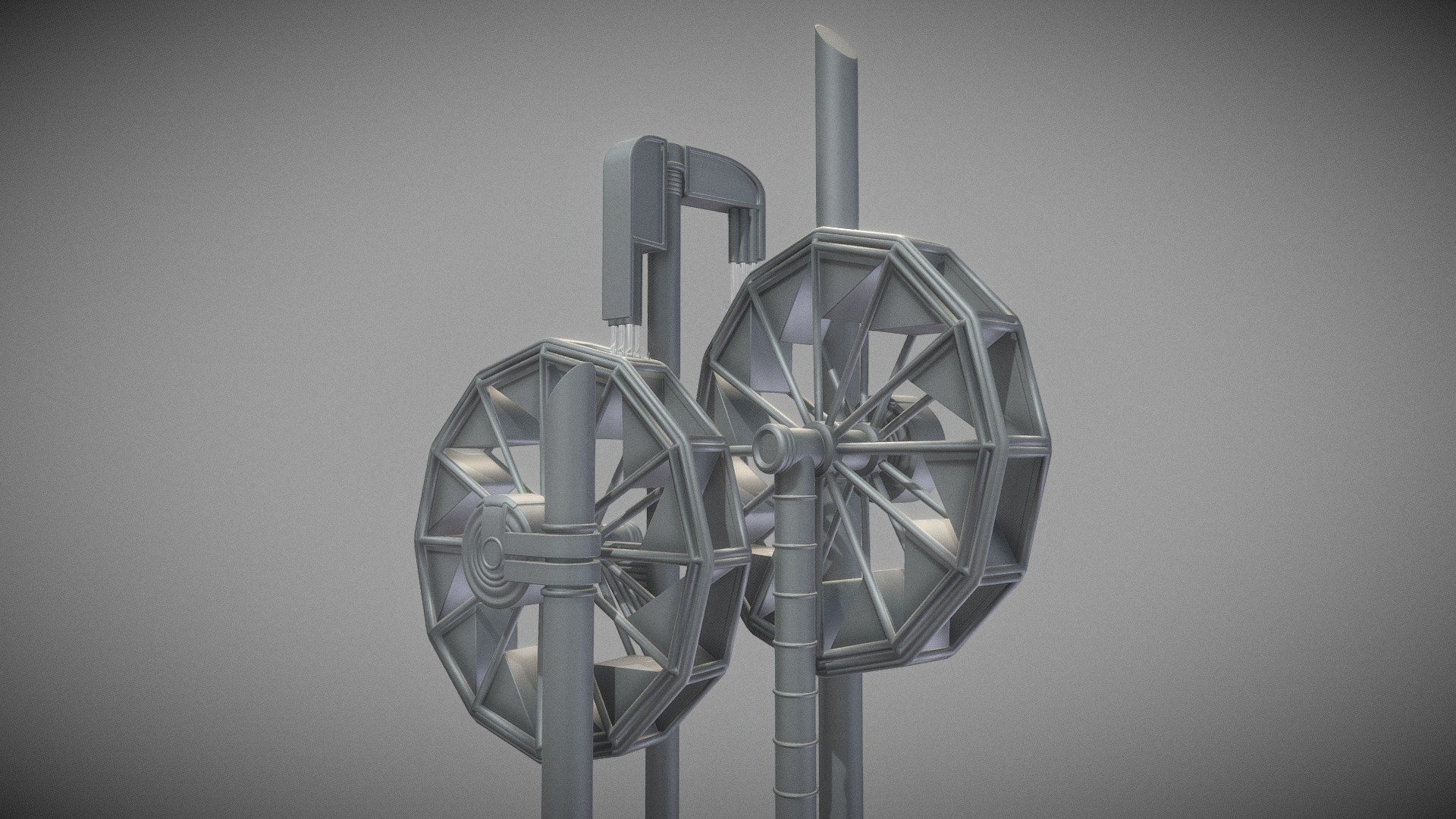 Water Wheels Fountain (WIP-2) - Water Wheels Fountain (WIP-2) - Buy Royalty Free 3D model by VIS-All-3D (@VIS-All) 3d model