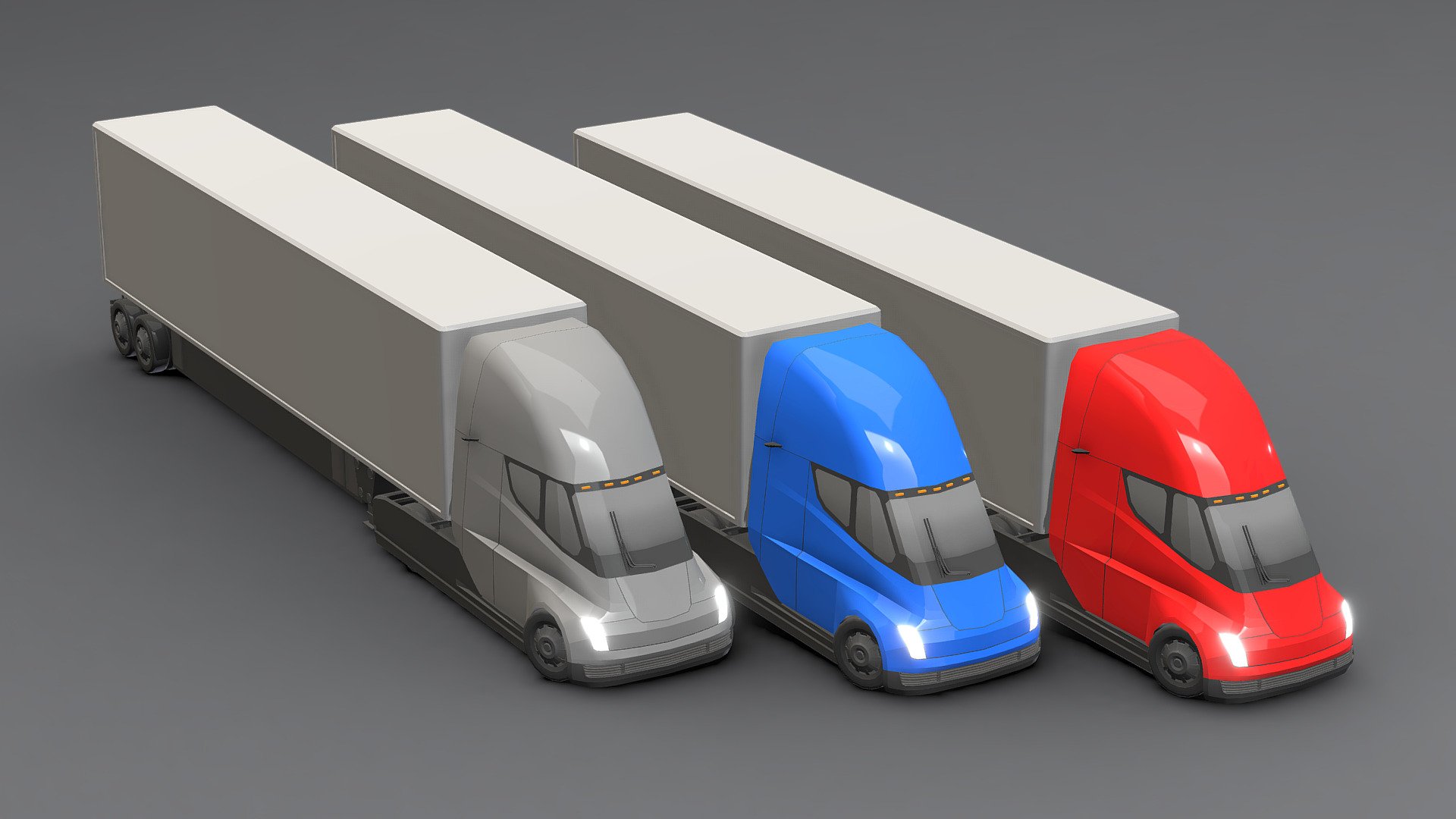 Tesla Semi Truck 2023 Low-poly 3D.




You can use these models in any game and project.




This model is made with order and precision.




The color of the body and wheels can be changed.




Separated parts (body. wheel.Trailers ).




Very low poly.




Average poly count: 7/000 Tris.




Texture size: 128/256 (PNG).




Number of textures: 2.




Number of materials: 3.




format: fbx, obj, 3d max


 - Tesla Semi Truck 2023 - Buy Royalty Free 3D model by Sidra (@Sidramax) 3d model