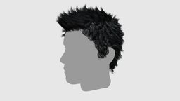 Short Spikey Messy Hair (Mesh) short, hair, mesh, realtime, spikey, tubes, cards, messy, wig, transhuman, asset, game, cool, pbr, lowpoly, gameasset, animation, t4b