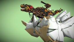 "Another Dino From the Next" machinegun, noob, diorama, machine, gravitysketch, render, 3d, sci-fi, animal, characterdesign, war, robot, dinosaur, oculusquest2