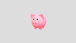 Cartoon Piggy Bank object, pig, toy, coin, money, prop, safe, saving, item, pink, piggy, bank, cartoon, 3d, model, animal, decoration, plastic, invest