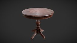 Vintage Table wooden, prop, vintage, retro, antique, furniture, table, round, old, dining, substancepainter, substance, low-poly, asset, 3dsmax, lowpoly, house, wood