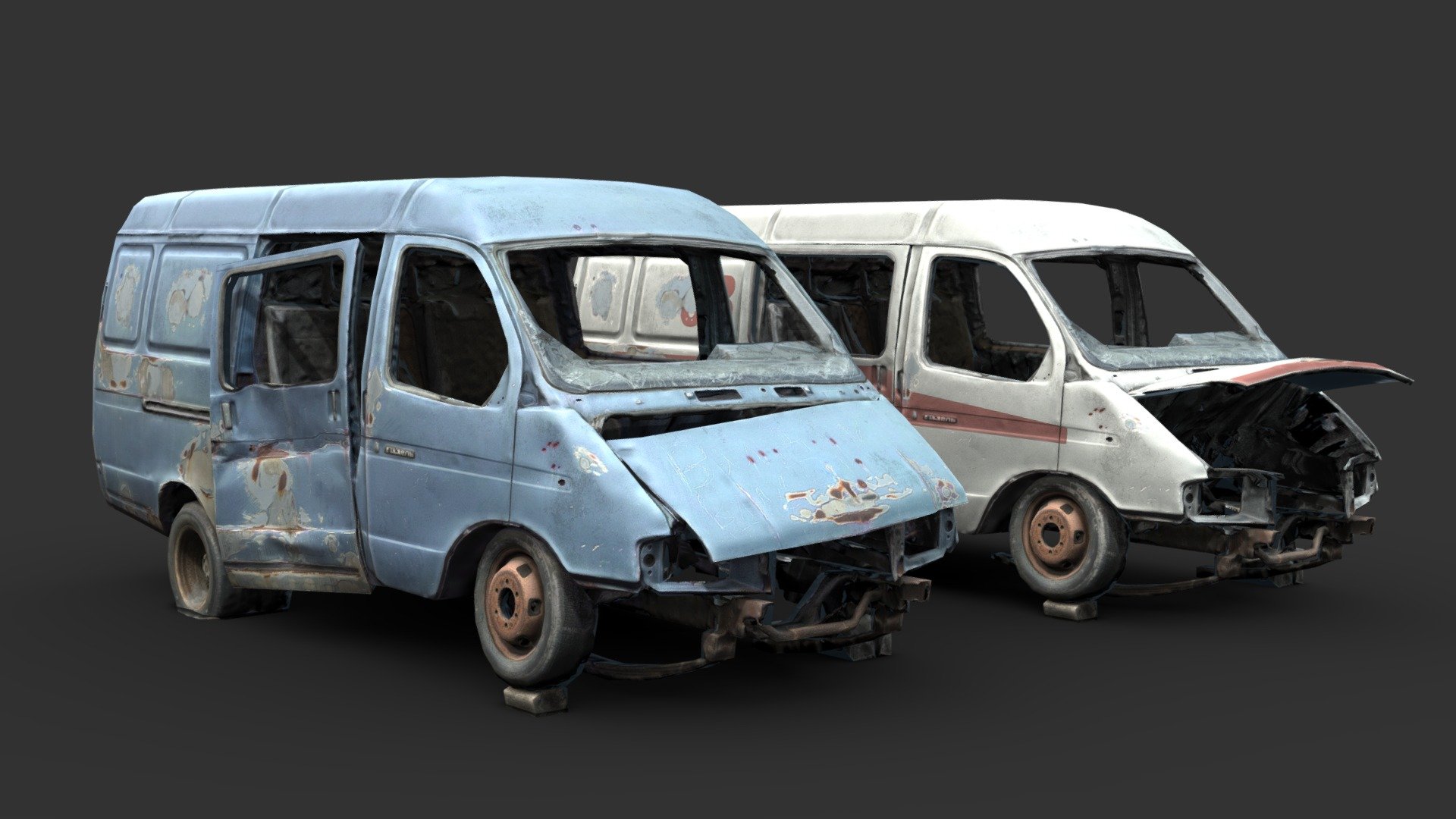 Post-apocalyptic version of a russian van/ambulance, made from a scan provided by Rudavin

Made in 3DSMax and Substance Painter 3d model