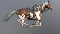 Horse Run cycle saddle, npc, fbx, running, run-cycle, domestic-animal, game, horse, animal