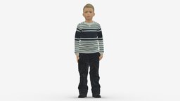 Kid In White Blue Blouse 0812 style, boy, people, children, fashion, clothes, miniature, dress, realistic, blouse, character, 3dprint, model, blue
