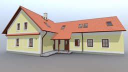 House exterior, family, realistic, buidling, architecure, countryside, house, village