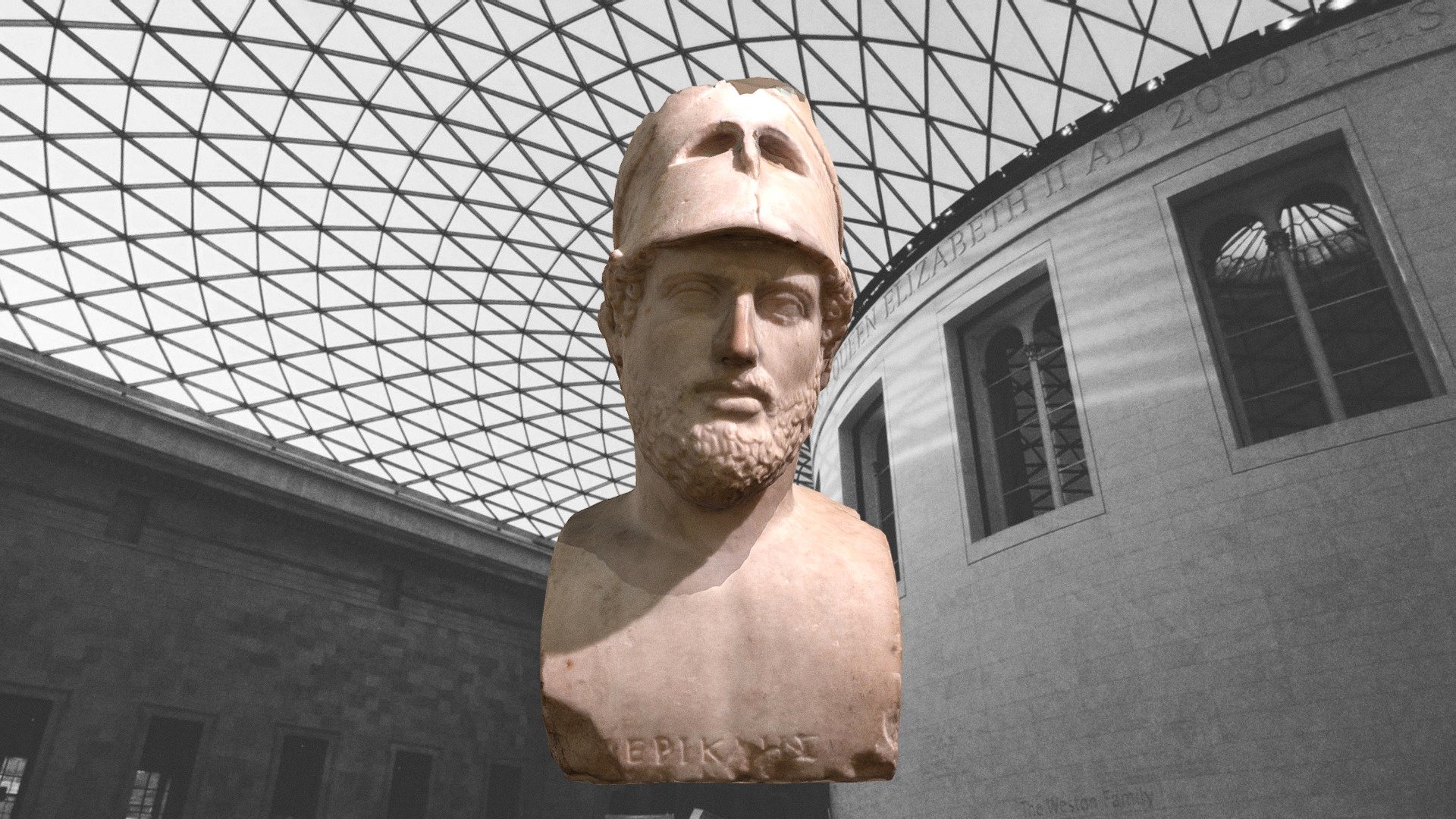 Marble portrait bust: Pericles wearing a helmet pushed back on his head. A Roman copy of an earlier Greek original. The name is inscribed in Greek.
CULTURE : ROMAN
PERIOD : 2nDC
DIMENSIONS : Height: 58.42 centimetres

3D Model Update and Optimized 12 / 05 / 2020

Fixed : Optimized / Lights / Textures maps - PORTRAIT BUST PERIKLES - BRITISH MUSUEM 2020 - Download Free 3D model by Arqueomodel3D (@juanbrualla) 3d model