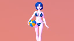 Ami Mizuno moon, ami, sailor, beach, bikini, swimsuit, mercury, swimwear, senshi, mizuno, bishoujo, girl, anime, ball