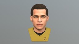 Captain Kirk bust Star Trek color 3D printing trek, enterprise, people, pine, big, color, captain, bang, chris, wars, star, movie, kirk, spock, theory, character, texture, scifi, bust, human, sculpture