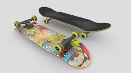 Skateboard skateboard, skate, skateboarding, used, dirty, substancepainter, maya, textured, sport