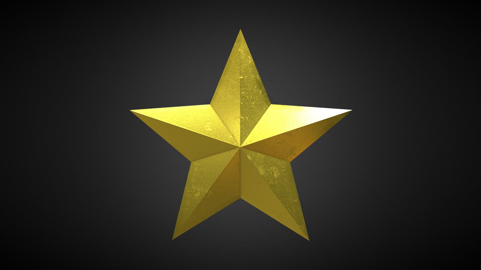A 3D star textured with gold.

Low Poly, and free to download 3d model