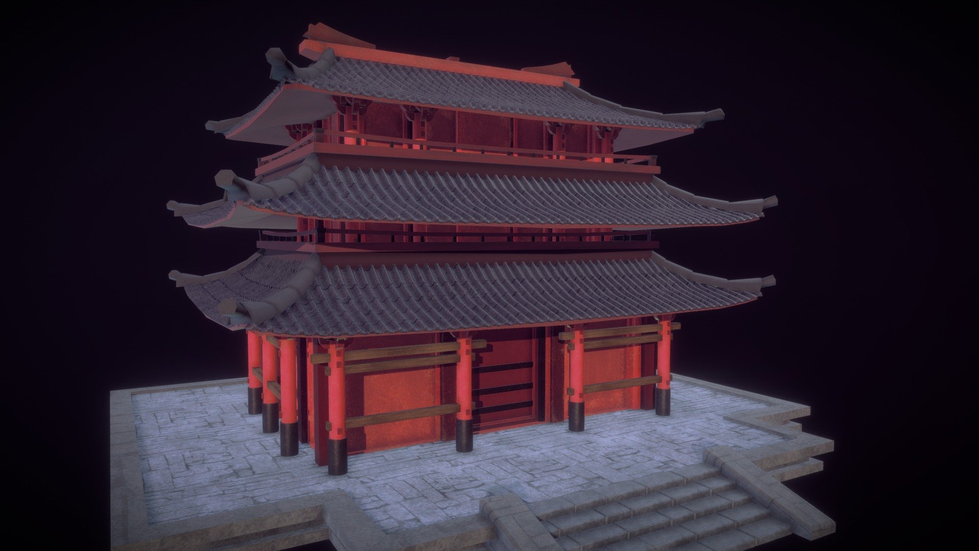 A modular temple for a tea garden scene in Unity - Japanese Temple - 3D model by 2ply 3d model