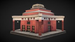 Arbat Metro Station red, metro, town, moscow, old, station, ussr, comunist, exit, top-down, low-poly-model, ussr-architecture, arbat, superlowpoly, flight-simulator, low-poly, asset, game, pbr, city, building, door