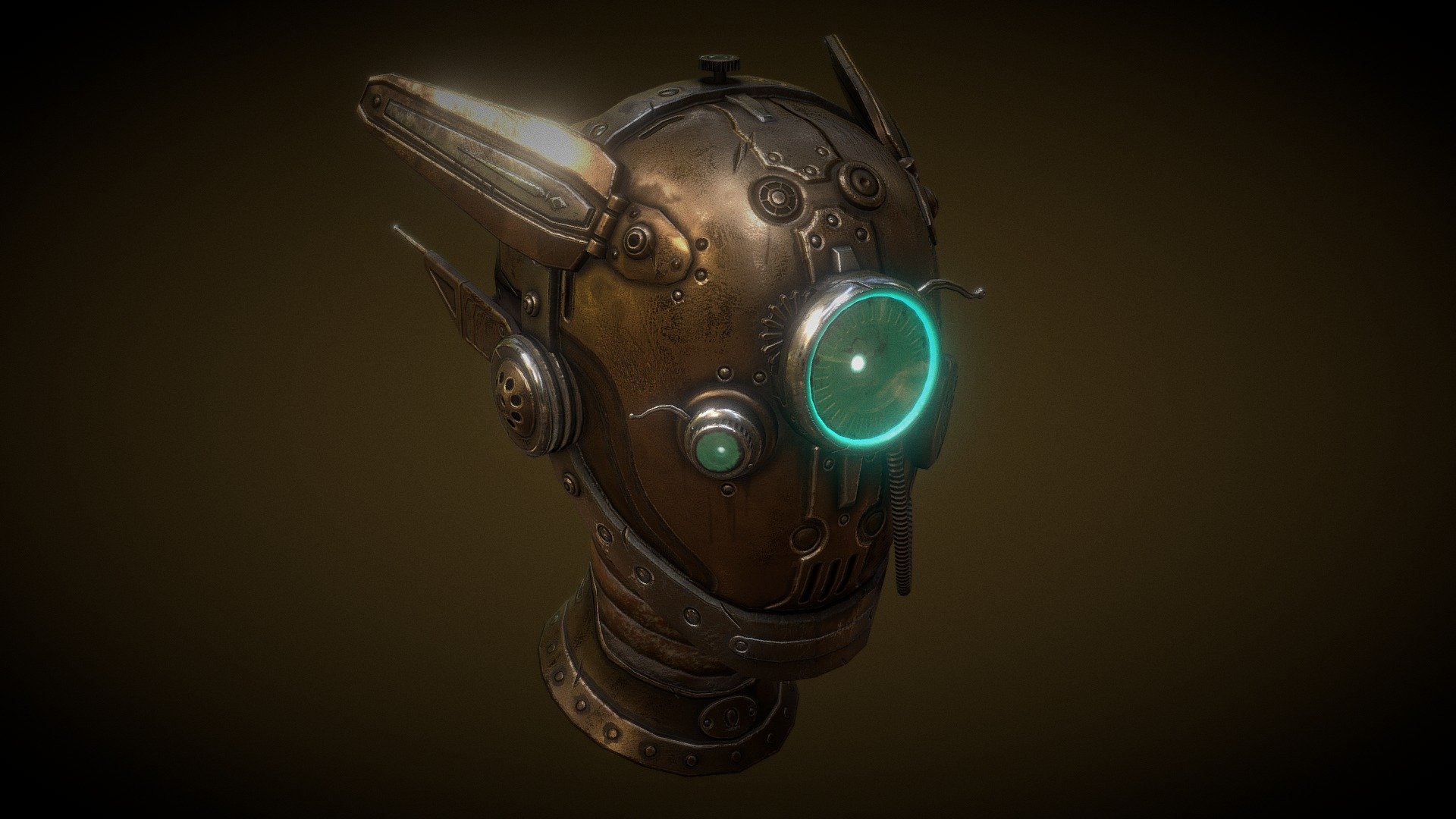 A tech marvel of the SteamTech Era: 
The Tactical Casque worn by Omega Assassins, 
a special ghost unit of the High Prism faction.
Grands the wearer exceptional detection and aiming abilities.

(An old steampunk helmet concept, initially created in Zbrush, 
that i decided to rework)

Software used:
ZBrush, Maya, Substance Painter, Photoshop - Ωmega Casque - 3D model by Réplhka (@replhka) 3d model