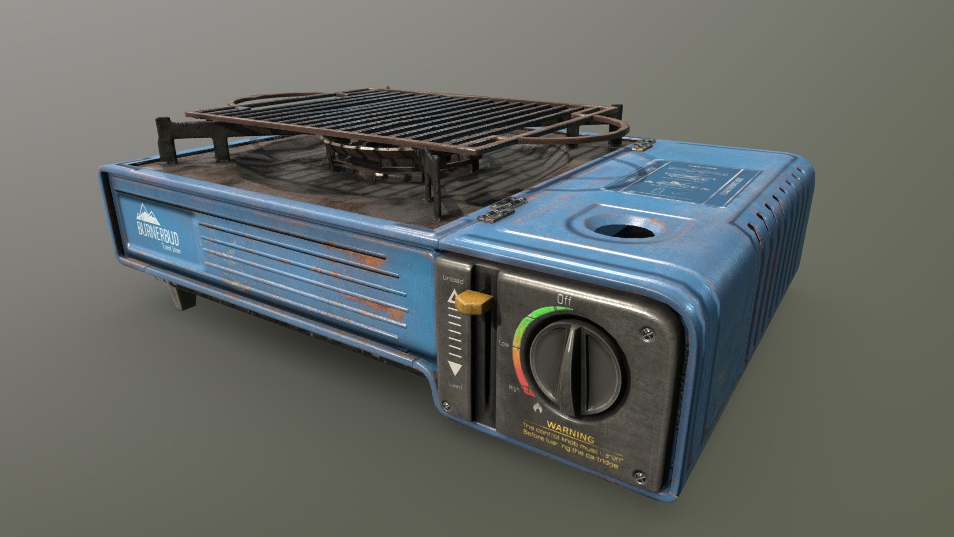 Model of a travel stove. This was a fun thing to model, as it has simple, but interesting shapes and some great opportunities for material exploration. This model was made for upcoming Survival prop pack I`m making for Polysquid Studios. See more on https://www.artstation.com/artwork/JmqXz - Travel Stove - PBR survival Prop - 3D model by edgarssoiko 3d model