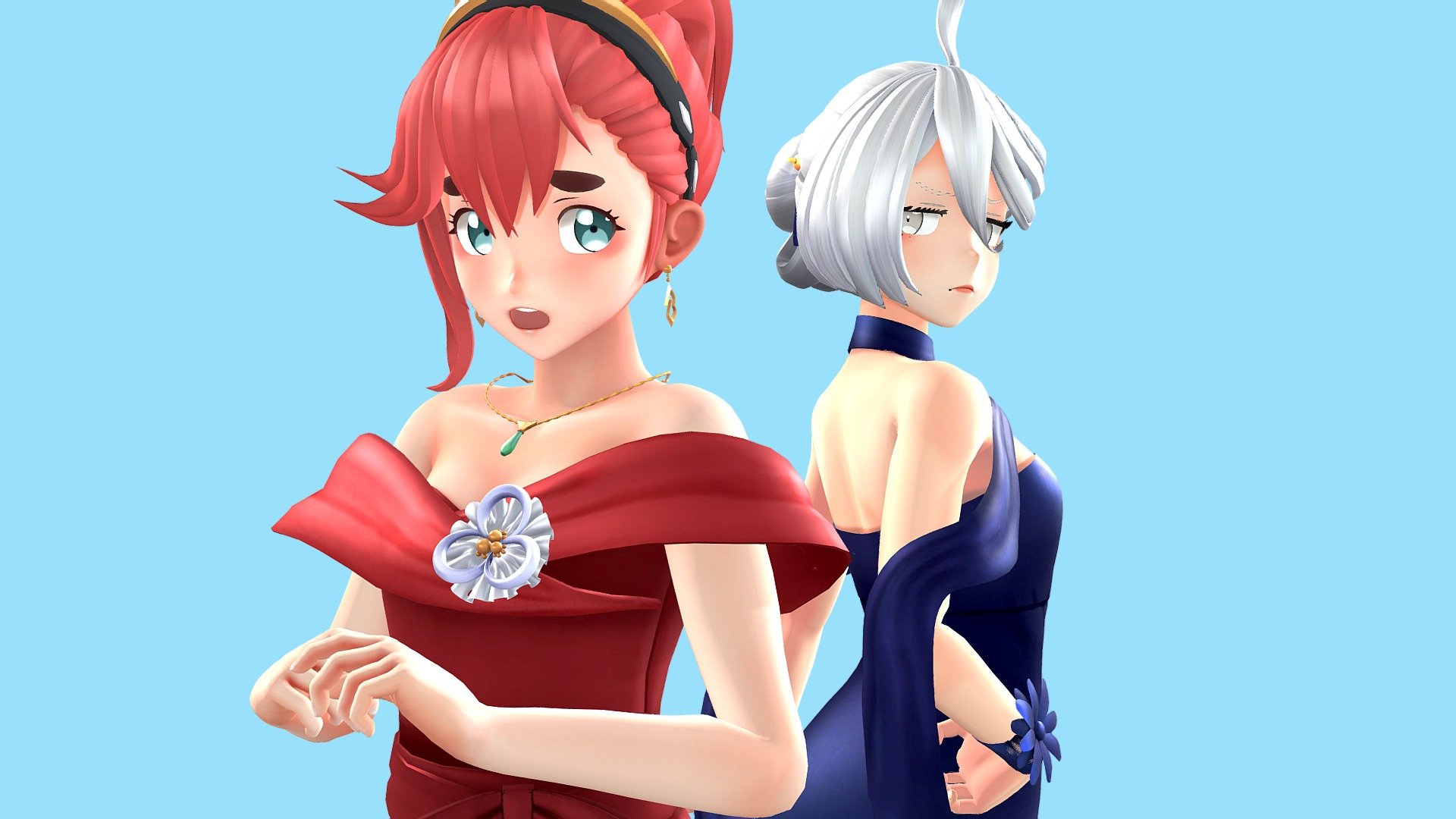 Suletta and Miorine from the show Mobile Suit Gundam: The Witch from Mercury,

蘇萊塔跟米米的禮服版 - Suletta and Miorine - 3D model by hwahaha418 3d model