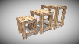 Wood Simple Seats bench, furniture, unwrap, pbr