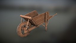 Wooden wheelbarrow wheel, work, dig, wagon, cart, craft, handmade, dirt, wheelbarrow, handle, old, spoke, carry, handcart, wood