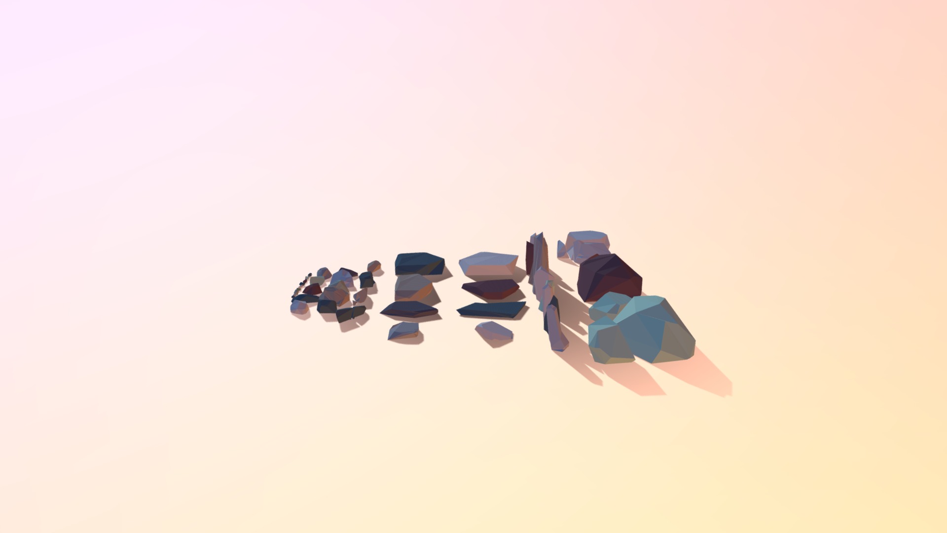 This package have 50 low poly stones! To create more variations you can scale and rotate any models 3d model
