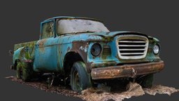 Studebaker Champ Pickup (Raw Scan) raw, truck, abandoned, 3d-scan, wreck, pickup, scrap, old, mossy, overgrown, parked, urbex, photoscan, photogrammetry, scan, car, city