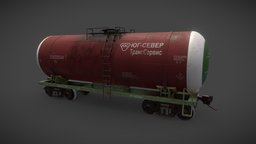Old Russian Tank Wagon Low-poly 3D model train, rail, transport, wagon, railway, tank, vehicle, car