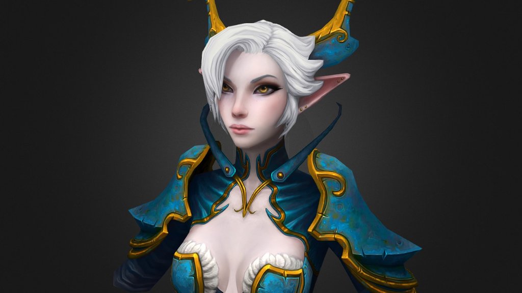 this is a retexture of my old castanic fanart, was really inspired by Ruan Jia's colors &lt;3  

for flat map visit my ArtStation

model will be downloadable for the month of August on my Patreon 

diffuse only

3,539tris

1024x1024 map - Castanic - 3D model by ybourykina 3d model