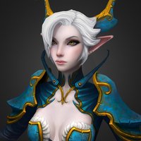 Castanic diffuse, only, online, tera, artstation, castanic, bust, female