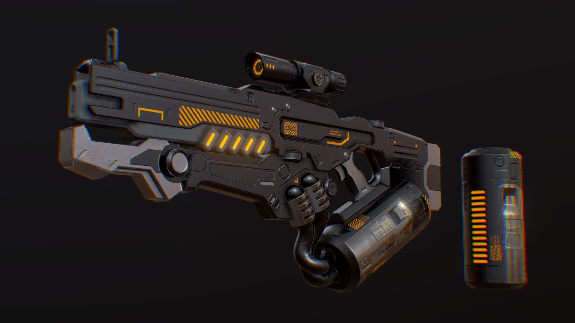 Model of a futuristic pulse rifle. 

Made in Blender + Substance Painter, with 2k textures, baked bevels and AO. Free to use 3d model