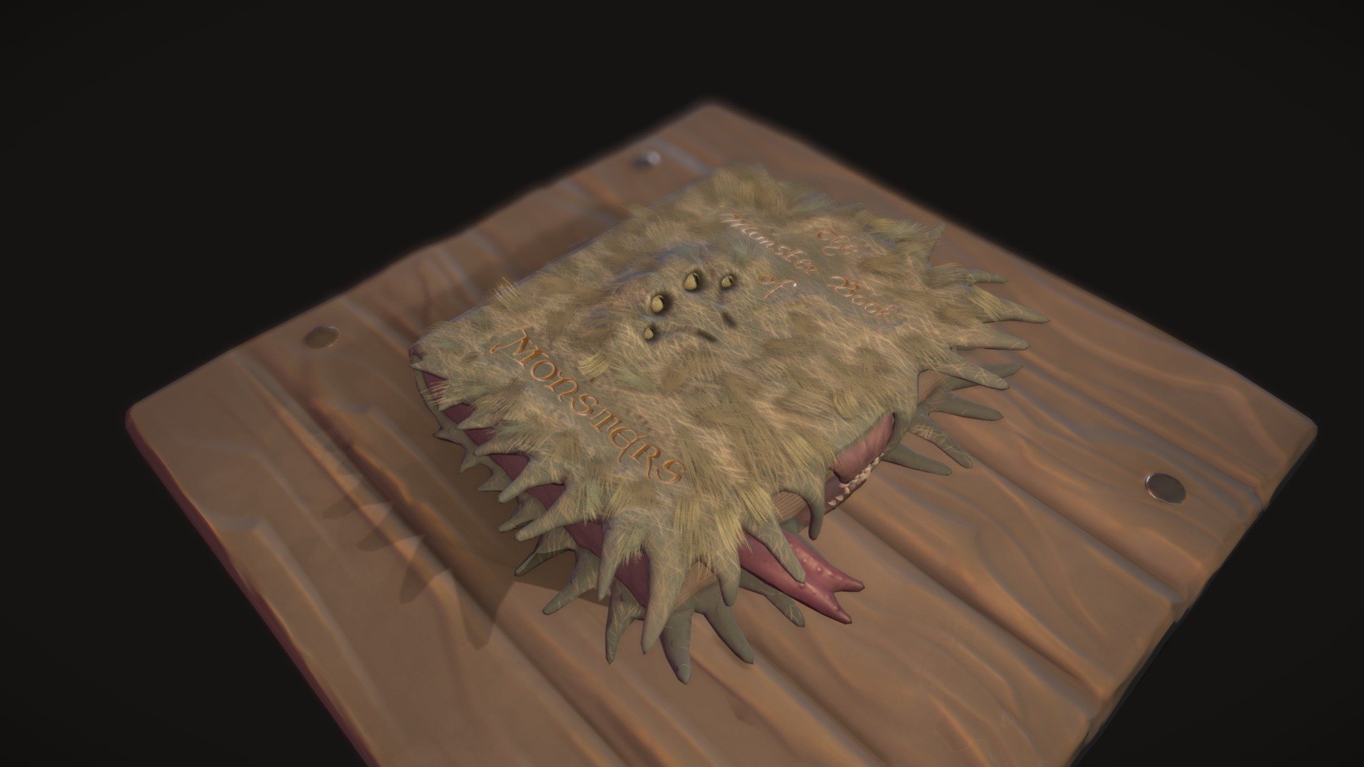 The Monster Book of Monsters from Harry Potter from Prisoner of Azkaban Movie.

That was a really great and challanging model for me I faced with huge issues about creating fur for character and rigging but after a hard weekend finally it is end I am really happy about ending =) - The Monster Book of Monsters - Week 5 - Download Free 3D model by Batuhan13 3d model