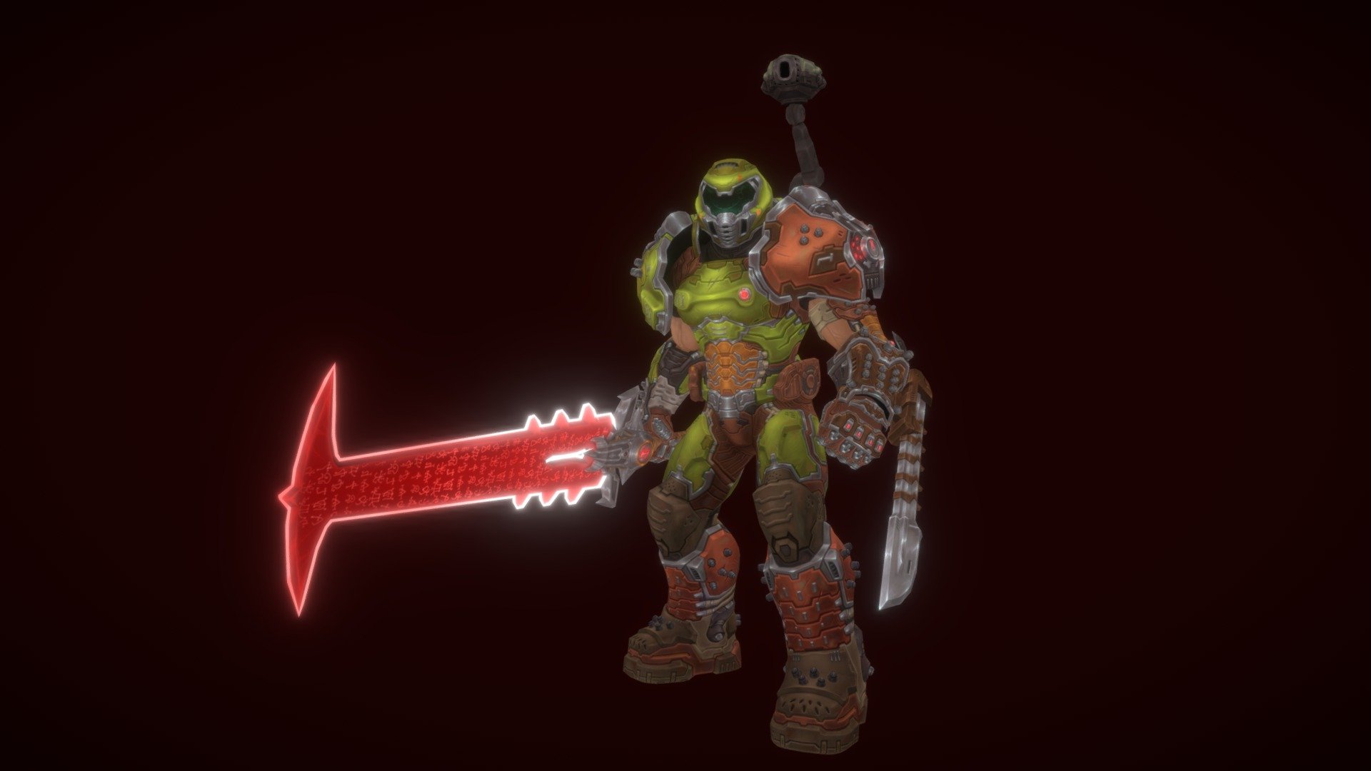 A handpainted study of the Doomslayer from Doom Eternal.
All done in Blender using the BPainter addon 3d model