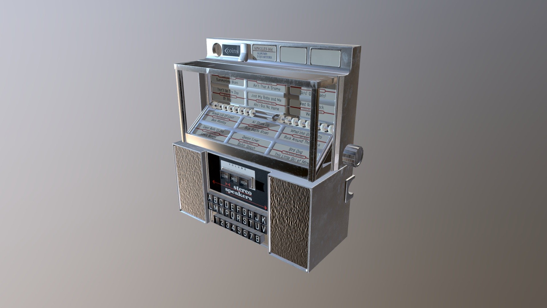 A high poly recreation of a Seeburg stereo jukebox for a diner scene I created 3d model