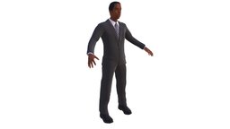 Black Suit Character body, office, anatomy, suit, people, unreal, african, mann, elegant, men, dressed, character, unity, game, 3d, pbr, model, man, human, male, black, rigged