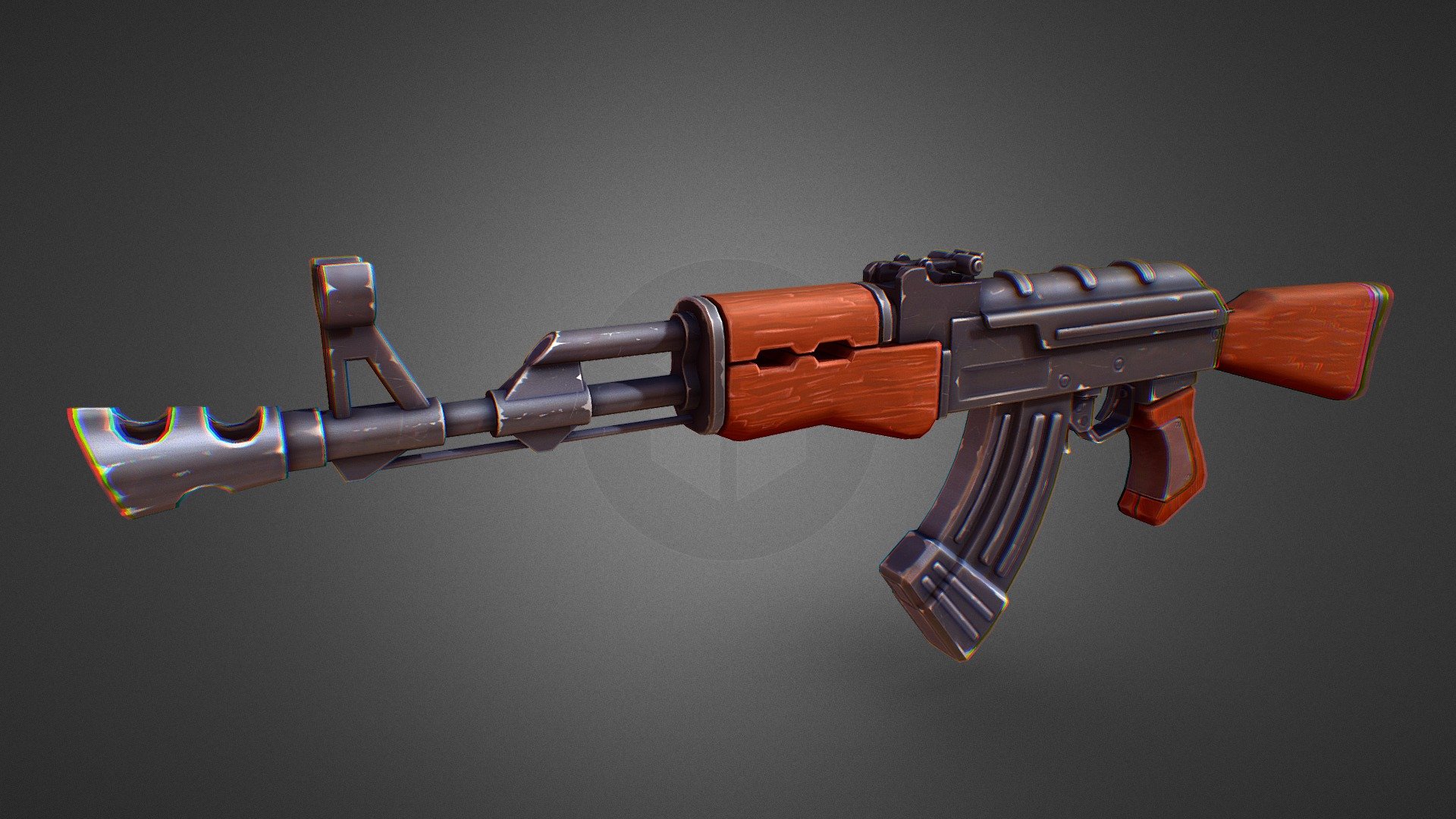 Low-poly stylized AK-47 - Stylized rifle - 3D model by Vladimir Polygalov (@jpegy) 3d model