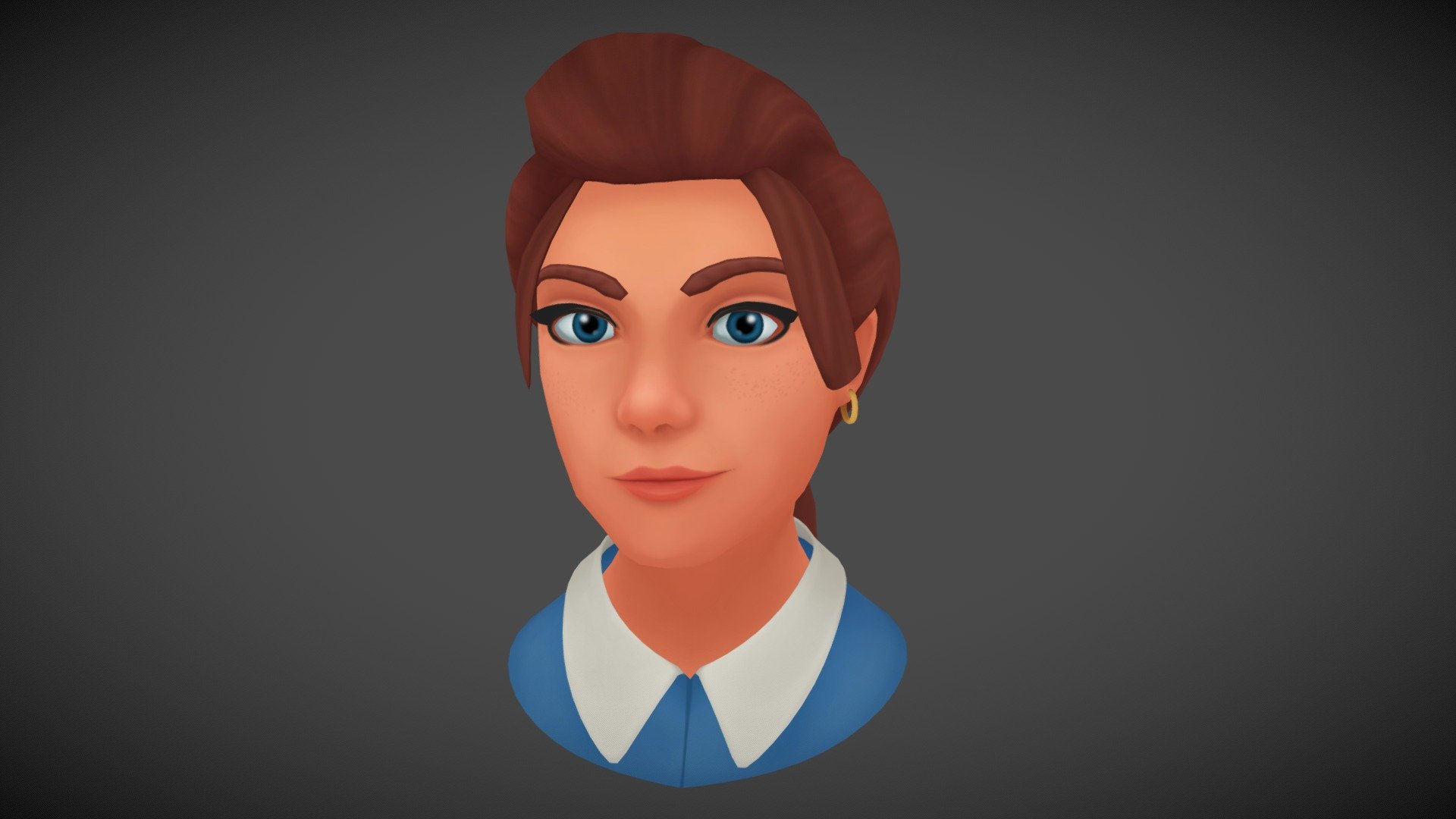 A low poly female face with handpainted textures 3d model